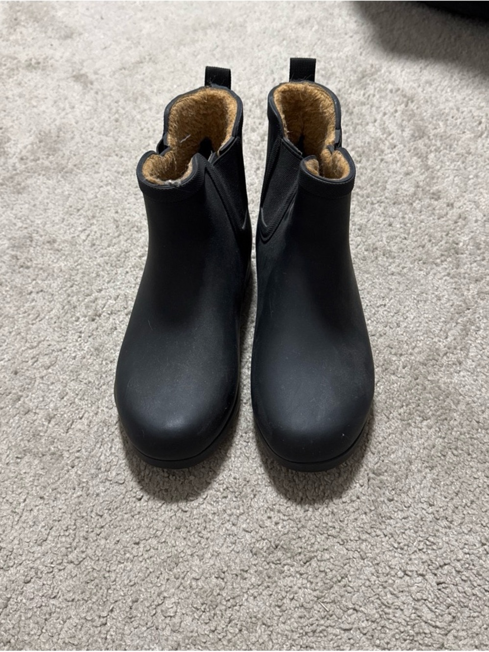 Women’s Black Fur-Lined Chelsea Ankle Boots